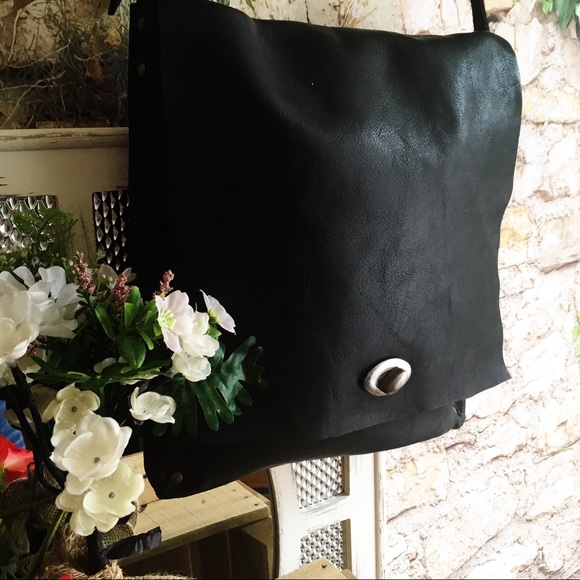 All Saints Handbags - AllSAINTS Black Leather Studded Border Crossbody